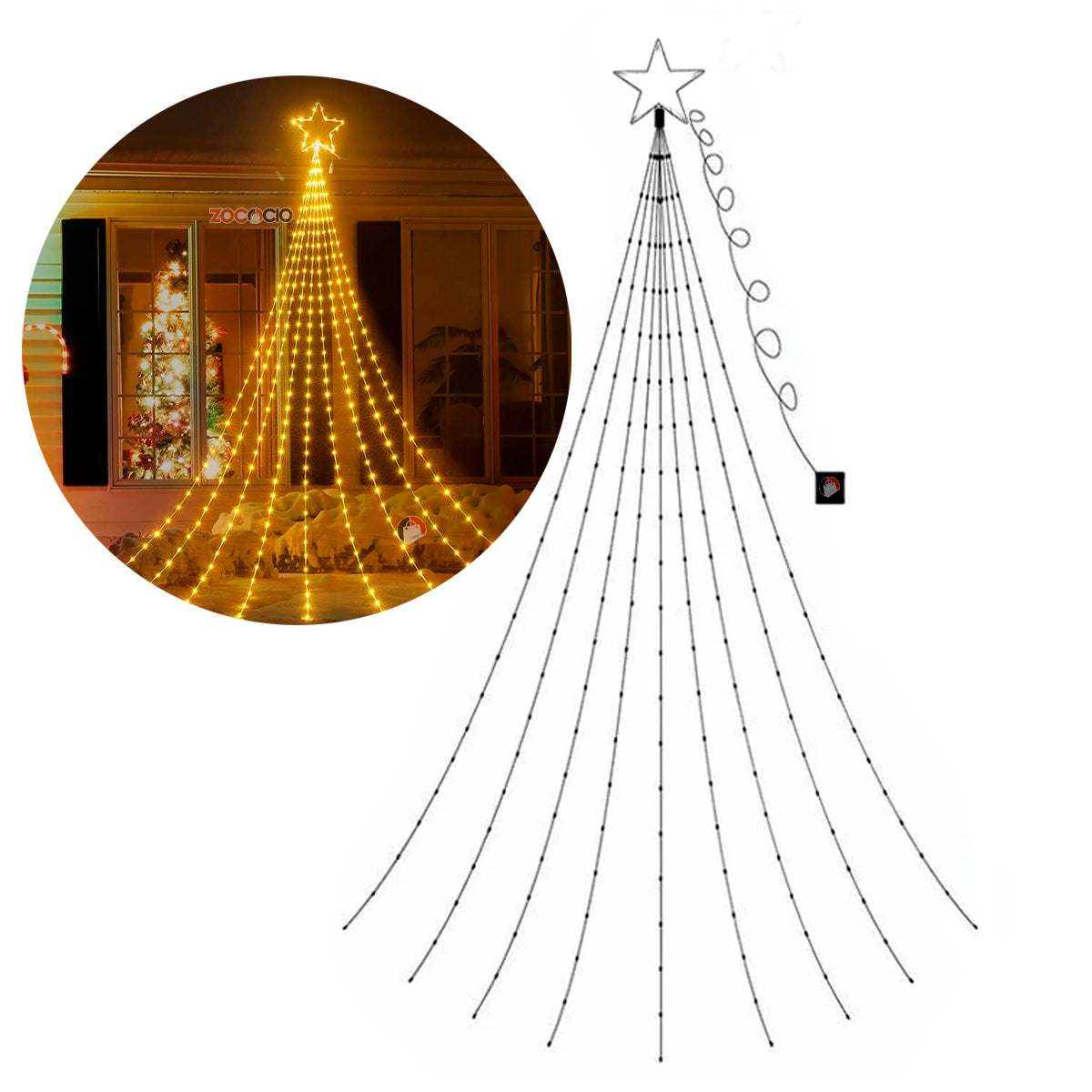 Luces De Navidad Cascada Solar