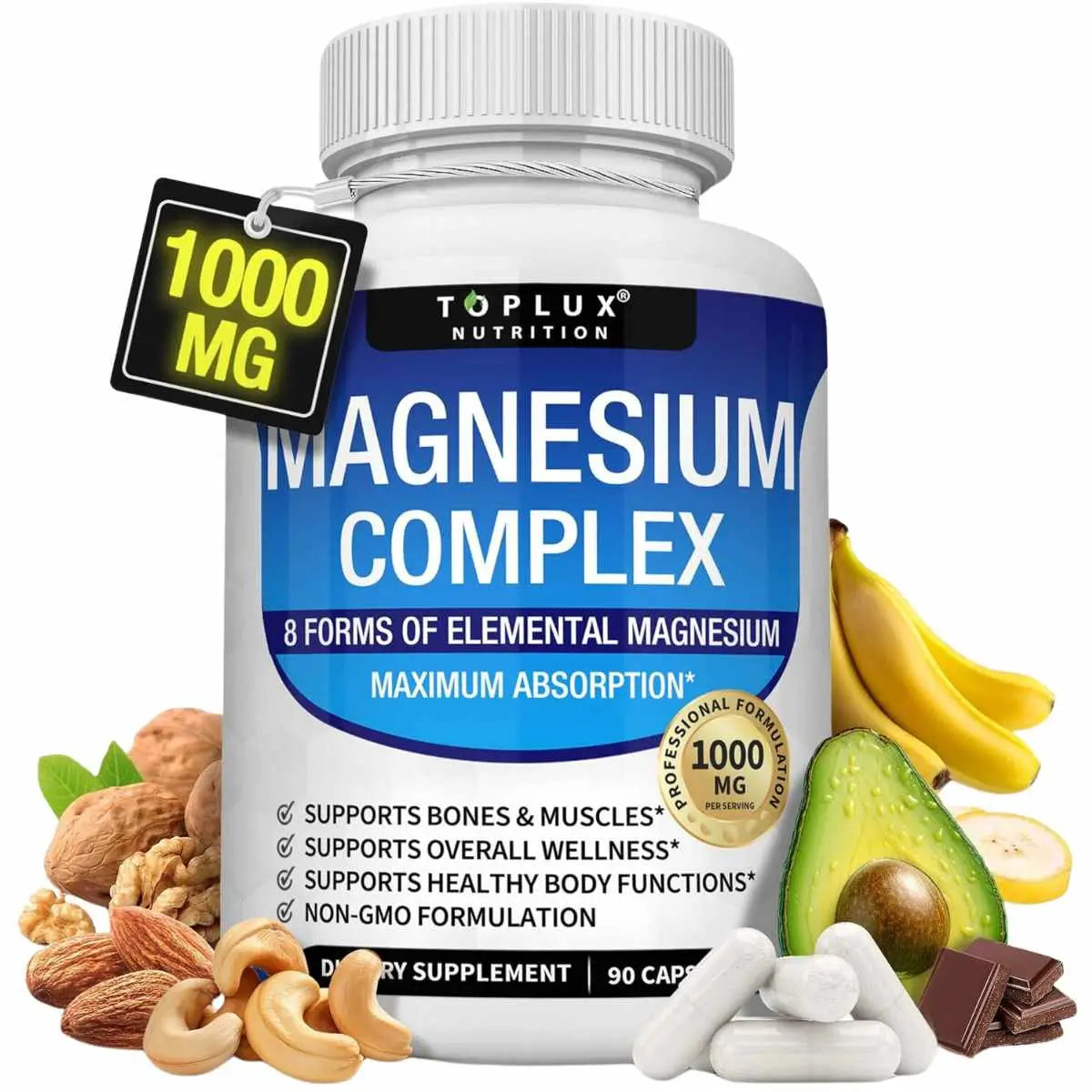 MAGNESIO COMPLEX 1000 (8 Tipos de Magnesio - 60 Capsulas)