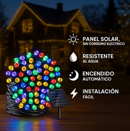 Luz Lineal Navidad Panel Solar 10mt