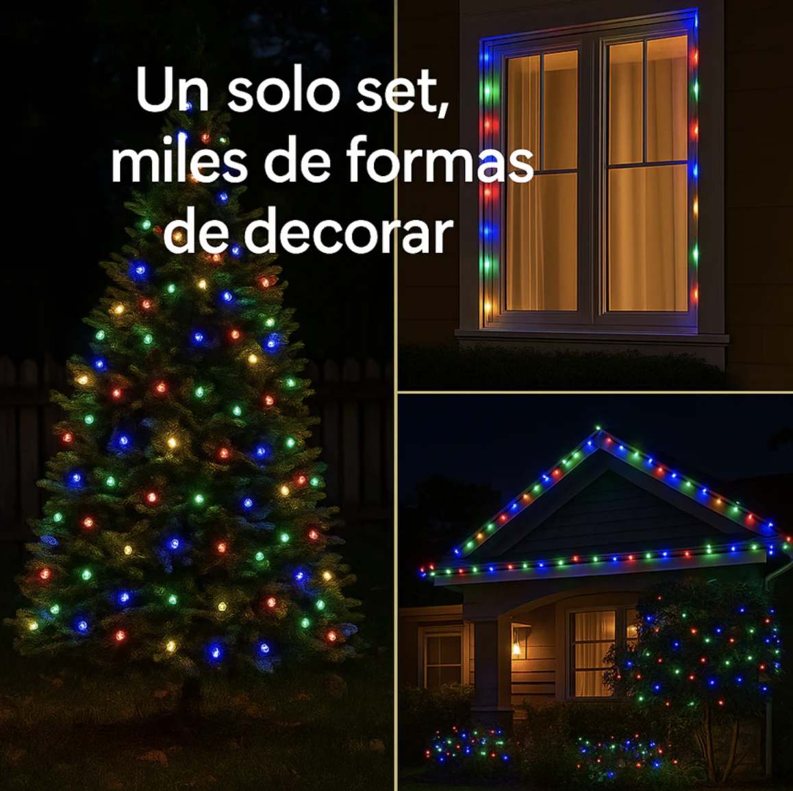 Luz Lineal Navidad Panel Solar 10mt