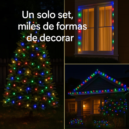 Luz Lineal Navidad Panel Solar 10mt